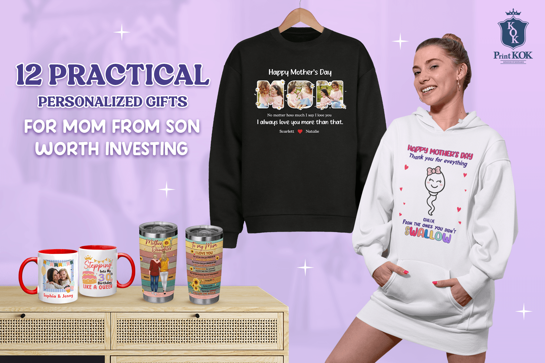 Discover personalized gifts for mom from her son, like a customized cozy hoodie, a handy tumbler to a heartwarming mug.