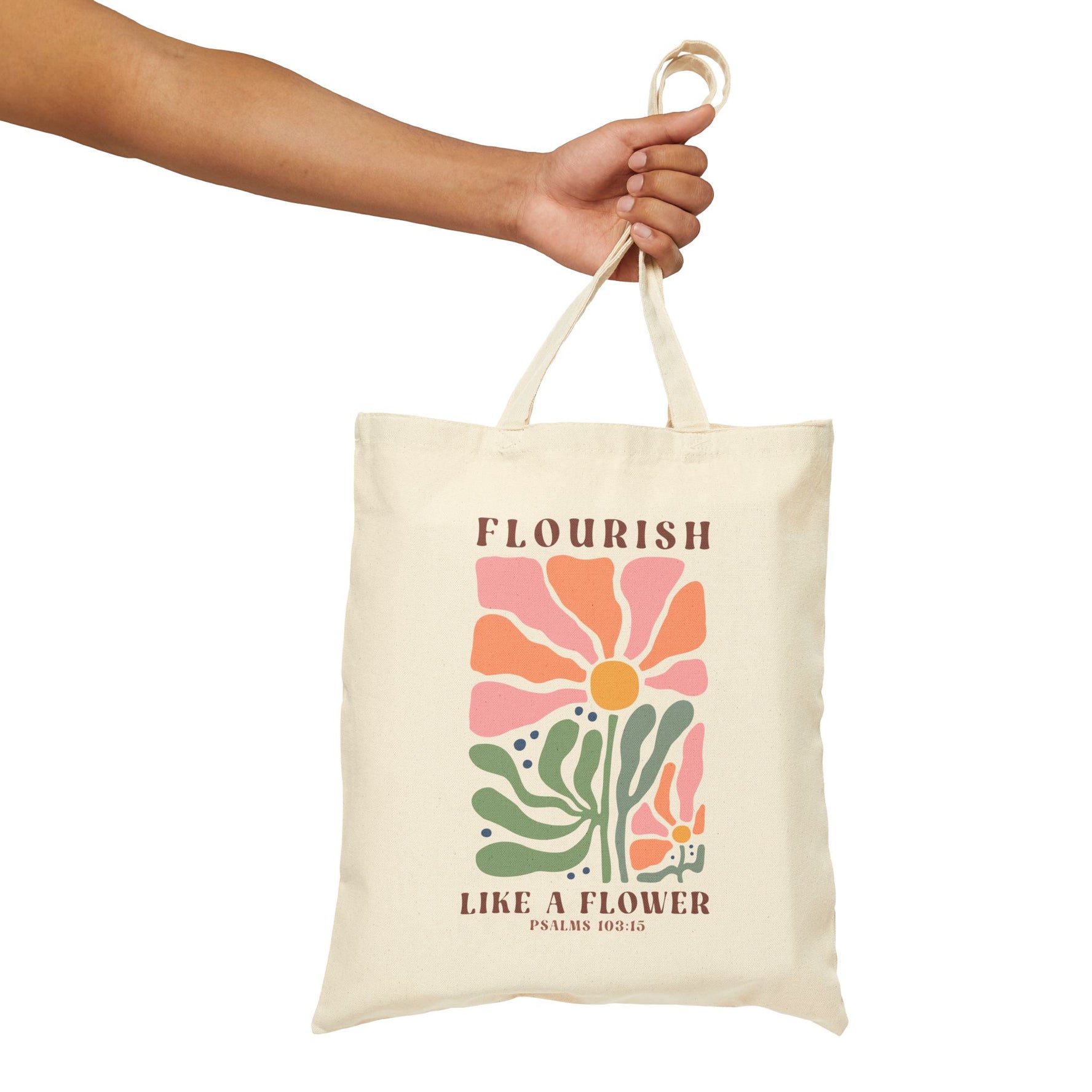 Flourish Like A Flower L Cotton Canvas Tote Bag