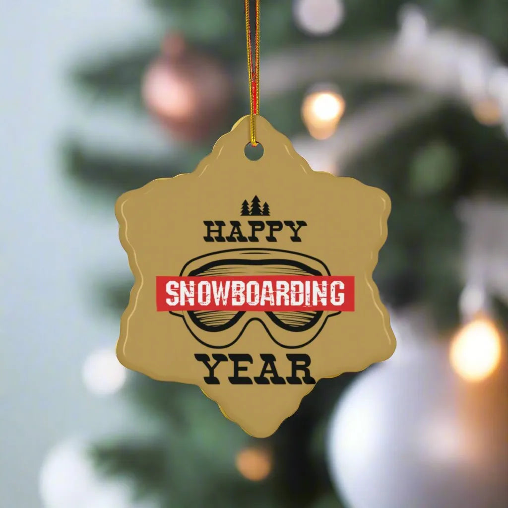 Happy Snowboarding Year - Ceramic Ornament, 2 Shapes