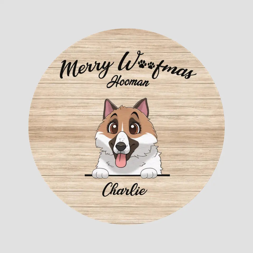 Merry Woofmas - Custom Name - Personalized Gifts For Dog Lovers - Round Rug