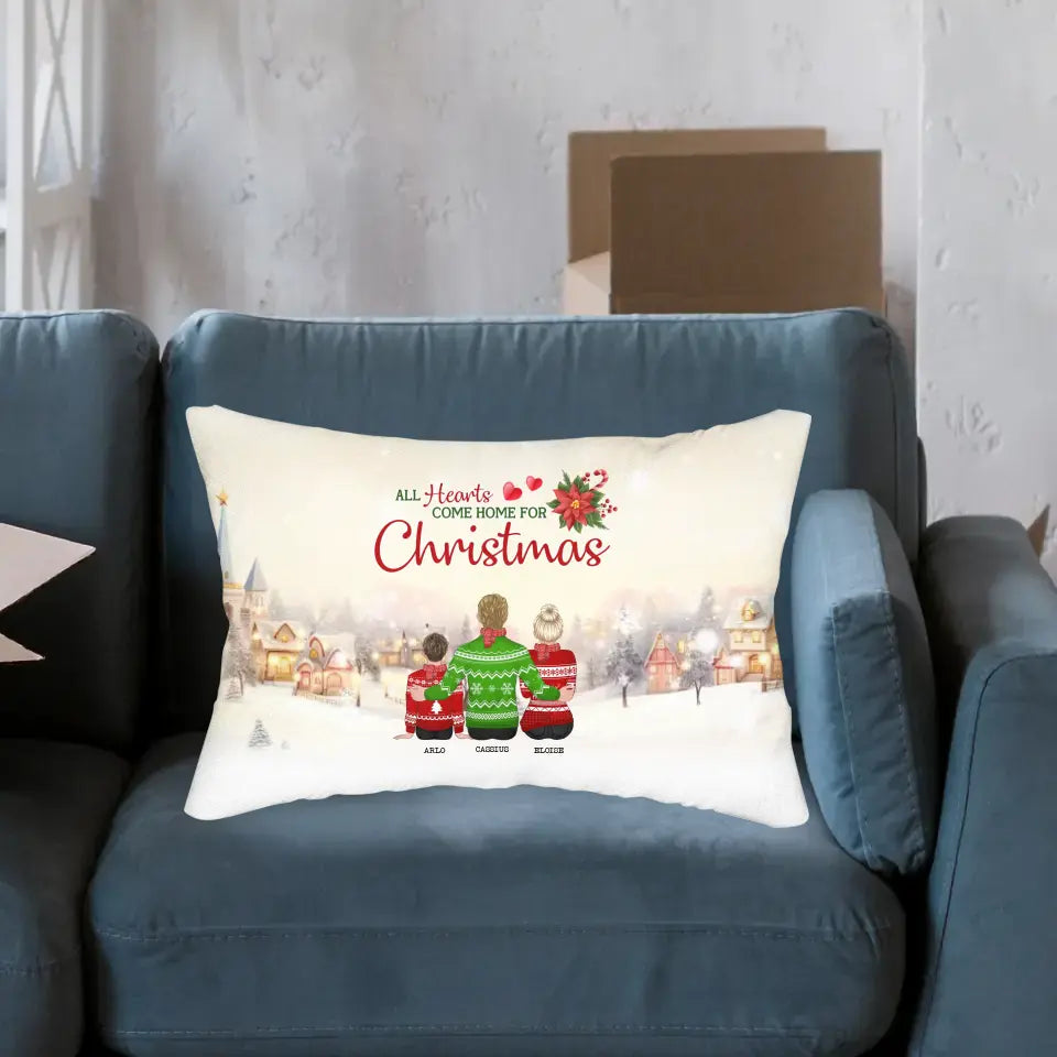 All Hearts Come Home For Christmas - Personalized Spun Polyester Lumbar Pillow