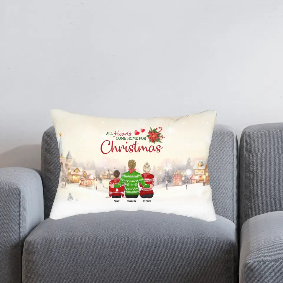 All Hearts Come Home For Christmas - Personalized Spun Polyester Lumbar Pillow