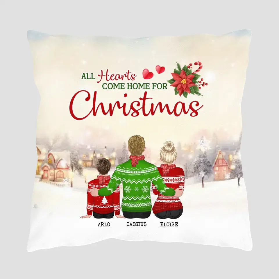 All Hearts Come Home For Christmas - Personalized Spun Polyester Lumbar Pillow