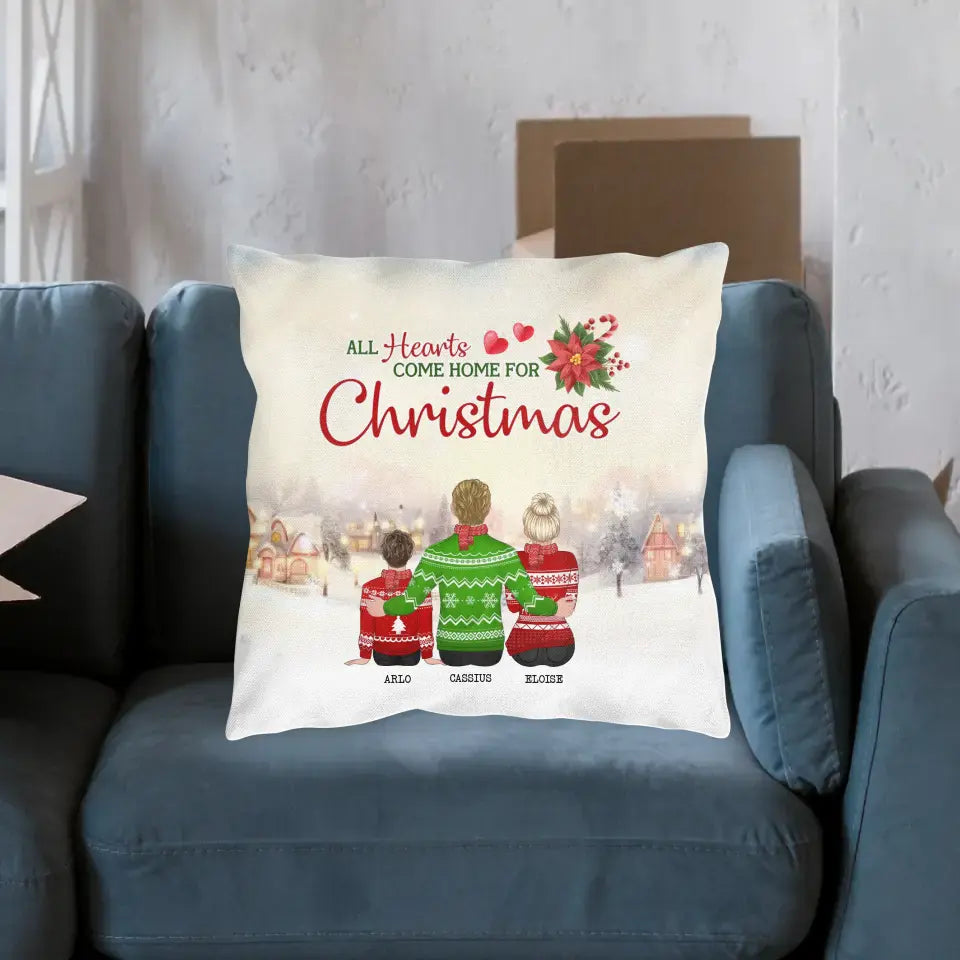 All Hearts Come Home For Christmas - Personalized Spun Polyester Lumbar Pillow