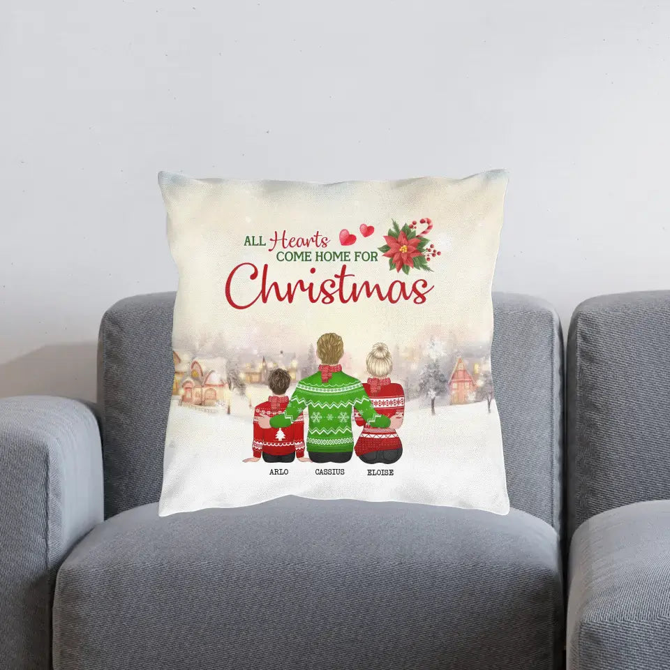 All Hearts Come Home For Christmas - Personalized Spun Polyester Lumbar Pillow