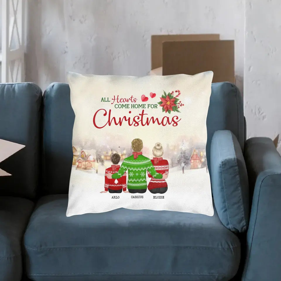 All Hearts Come Home For Christmas - Personalized Spun Polyester Lumbar Pillow