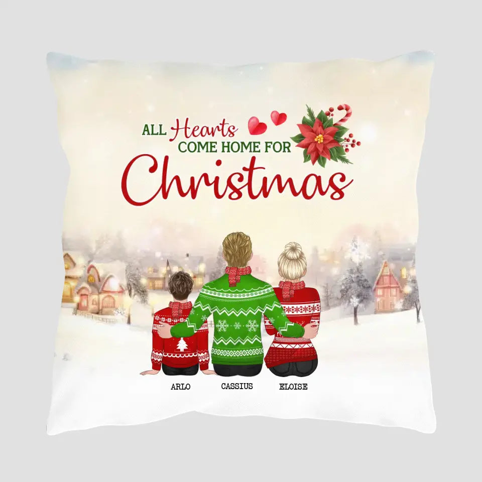 All Hearts Come Home For Christmas - Personalized Spun Polyester Lumbar Pillow