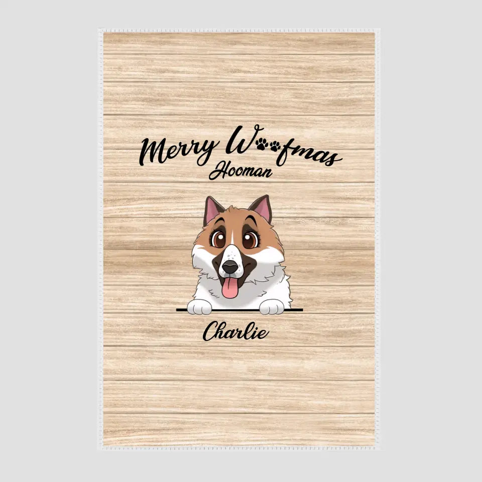 Merry Woofmas - Custom Name - Personalized Gifts For Dog Lovers - Area Rug