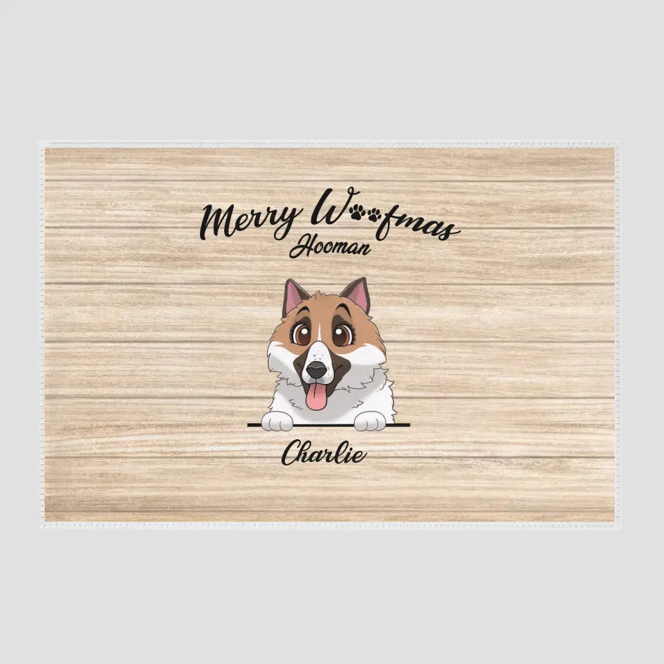 Merry Woofmas - Custom Name - Personalized Gifts For Dog Lovers - Area Rug