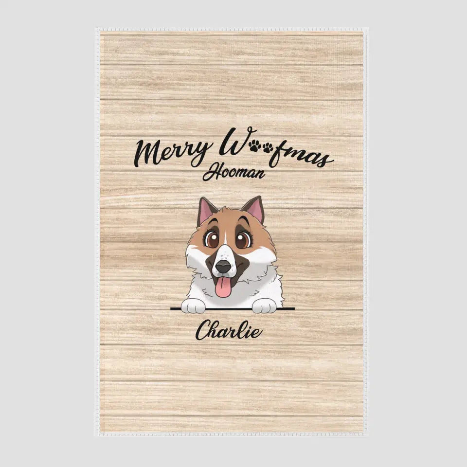 Merry Woofmas - Custom Name - Personalized Gifts For Dog Lovers - Area Rug