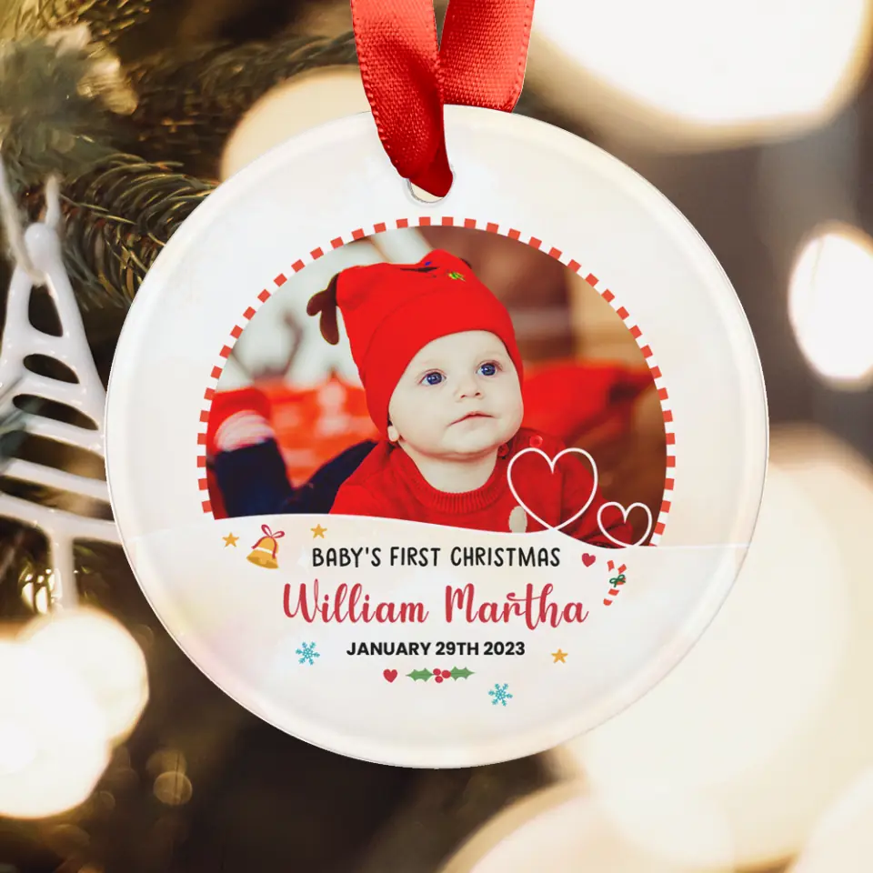 Baby's First Christmas - Custom Photo - Personalized Gifts For Baby - Ornament