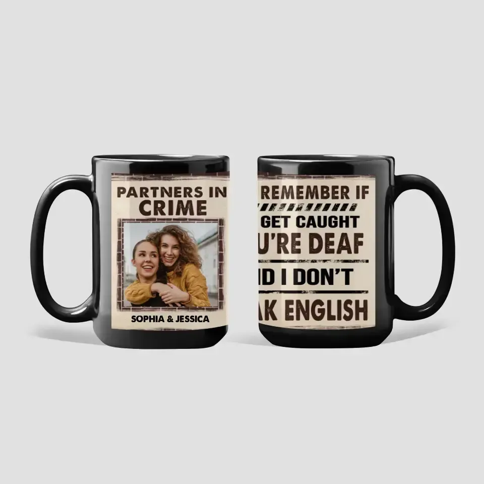 Partners in Crime - Personalized Black Mug