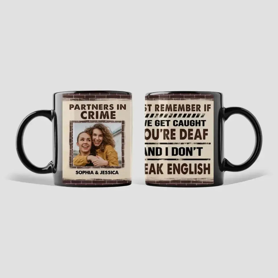 Partners in Crime - Personalized Black Mug