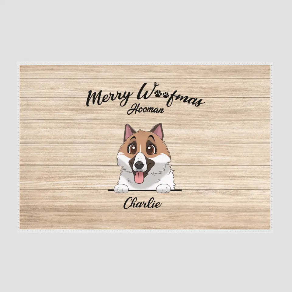 Merry Woofmas - Custom Name - Personalized Gifts For Dog Lovers - Round Rug