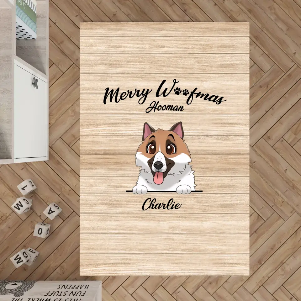 Merry Woofmas - Custom Name - Personalized Gifts For Dog Lovers - Round Rug