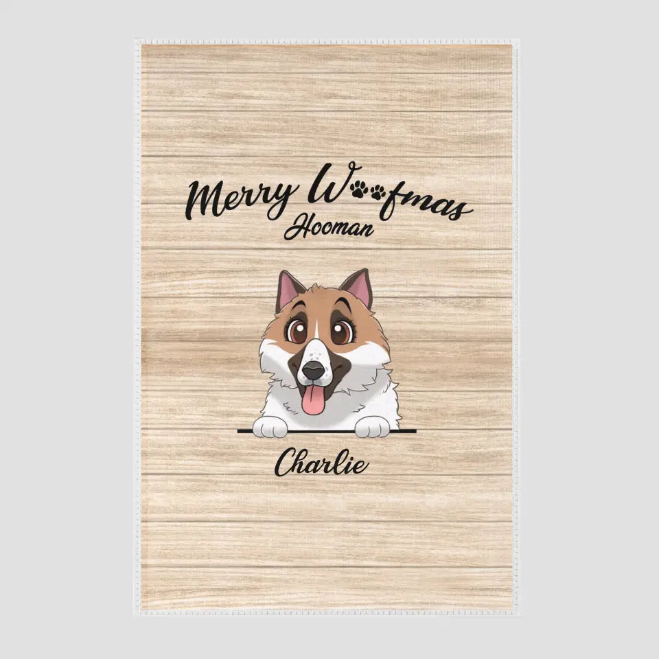 Merry Woofmas - Custom Name - Personalized Gifts For Dog Lovers - Round Rug