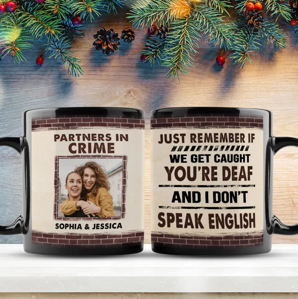 Partners in Crime - Personalized Black Mug