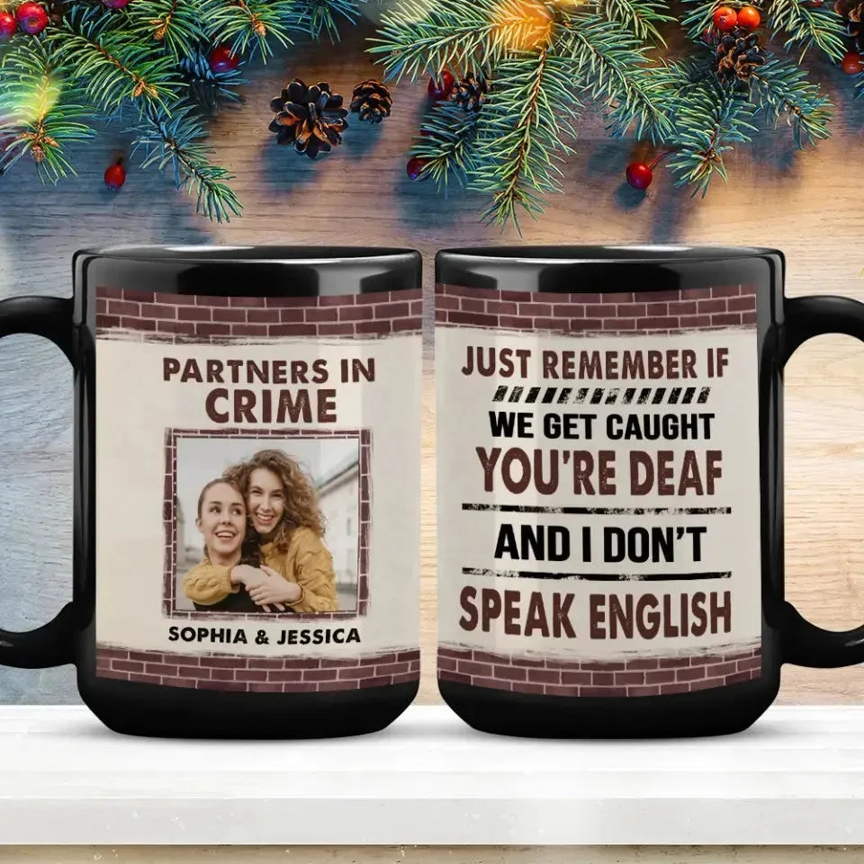 Partners in Crime - Personalized Black Mug