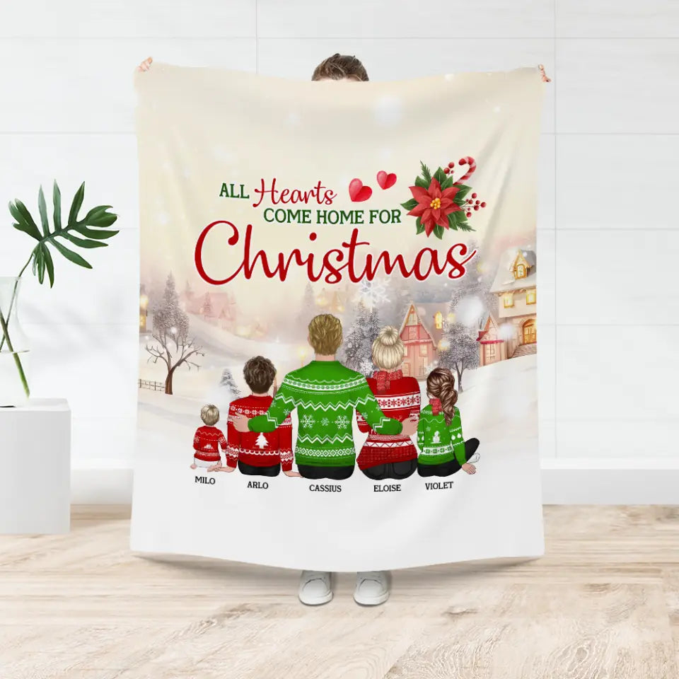 All Hearts Come Home For Christmas - Personalized Blanket