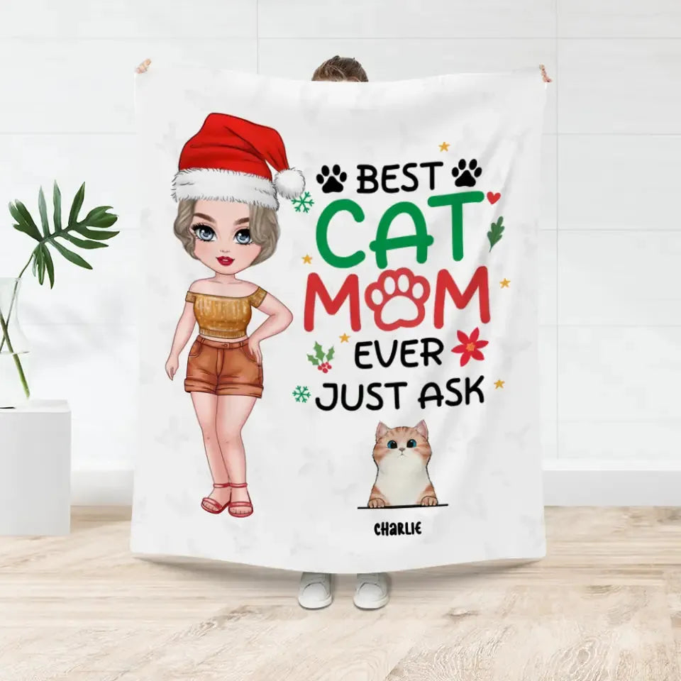 Best Cat Mom Ever - Custom Animal - Personalized Gifts For Cat Lovers - Blanket