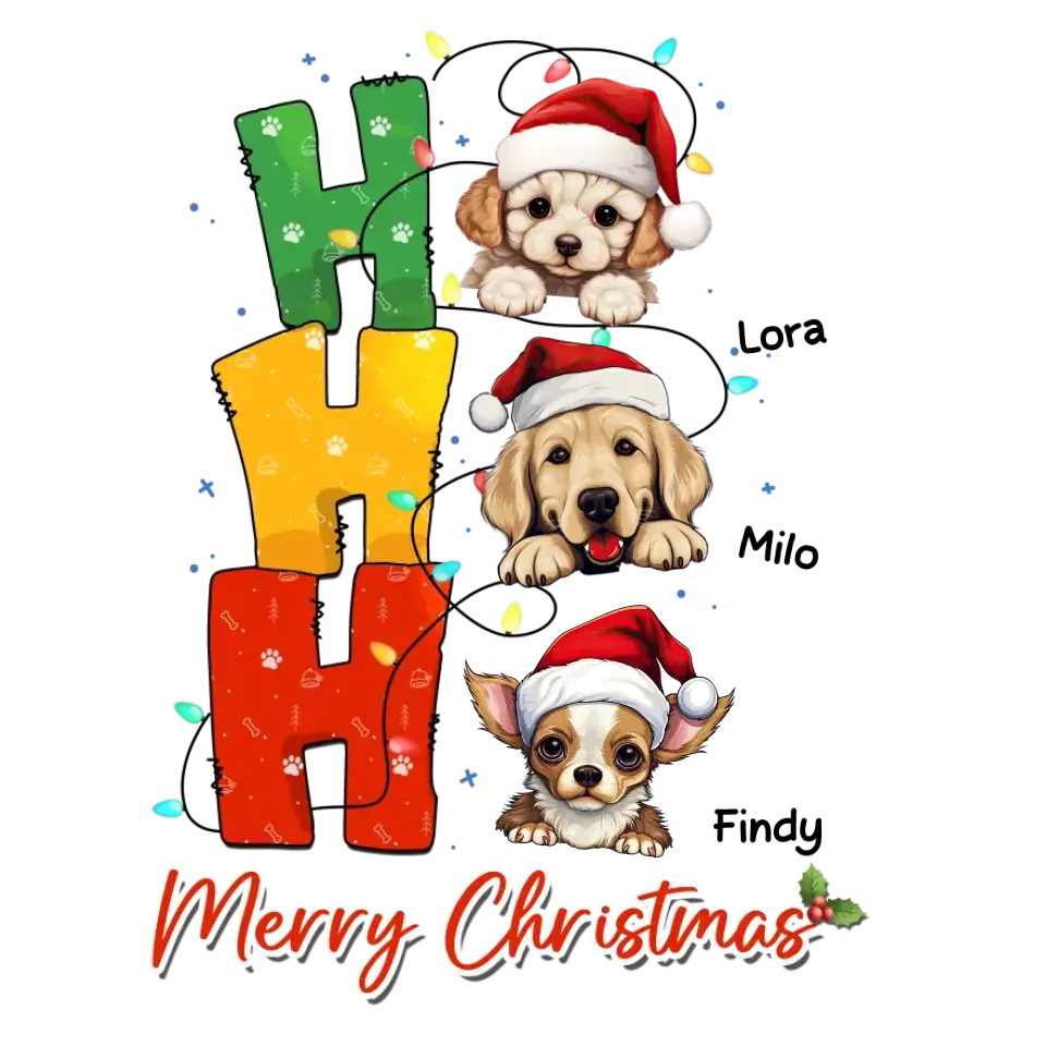 Ho Ho Ho Merry Christmas - Custom Name - Personalized Gifts For Dog Lovers - T-shirt