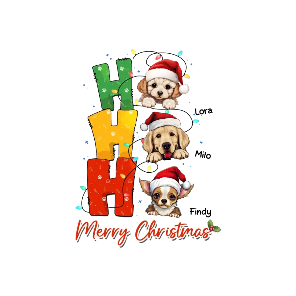 Ho Ho Ho Merry Christmas - Custom Name - Personalized Gifts For Dog Lovers - T-shirt