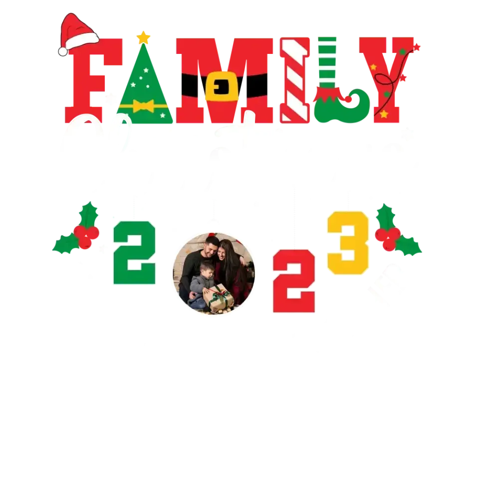 Family Christmas 2023 - Custom Photo -  Personalized Gifts For Family - Family T-Shirt