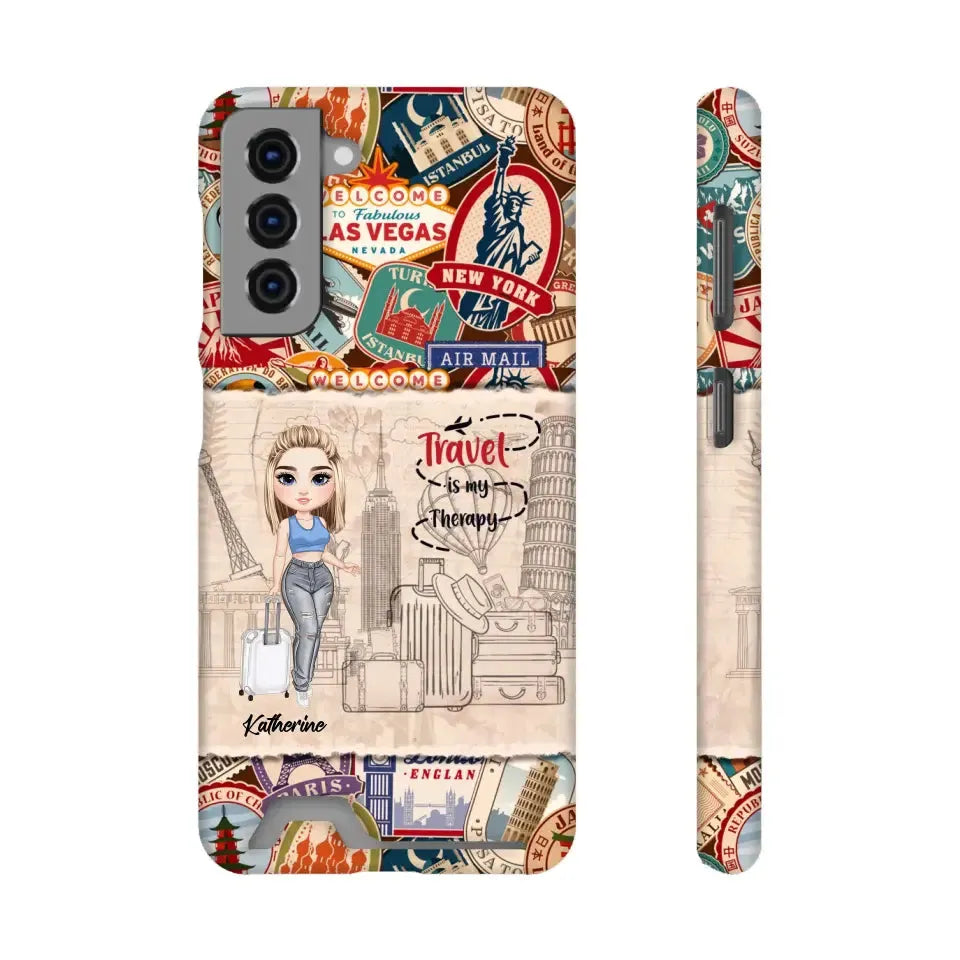 Travel Is My Therapy - Personalized Samsung Tough Phone Case