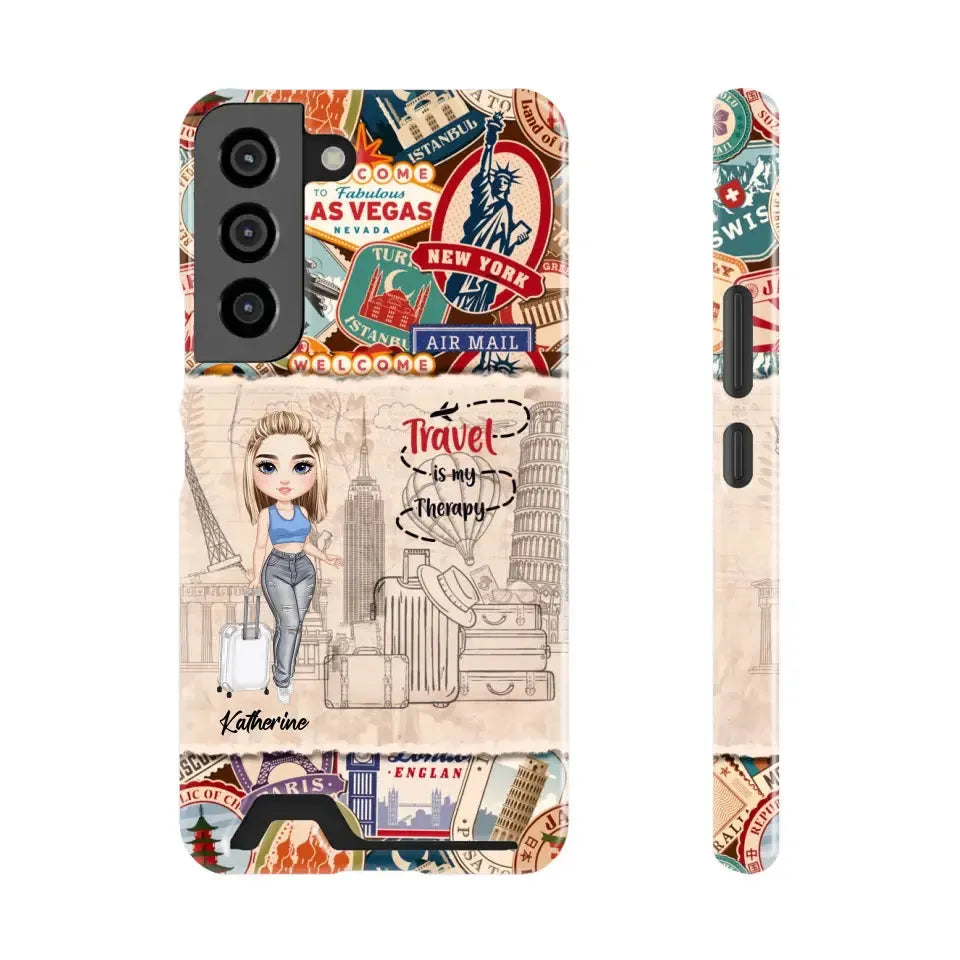 Travel Is My Therapy - Personalized Samsung Tough Phone Case