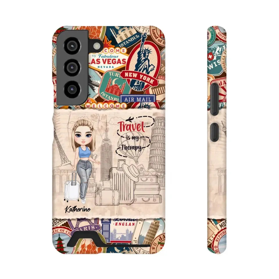 Travel Is My Therapy - Personalized Samsung Tough Phone Case