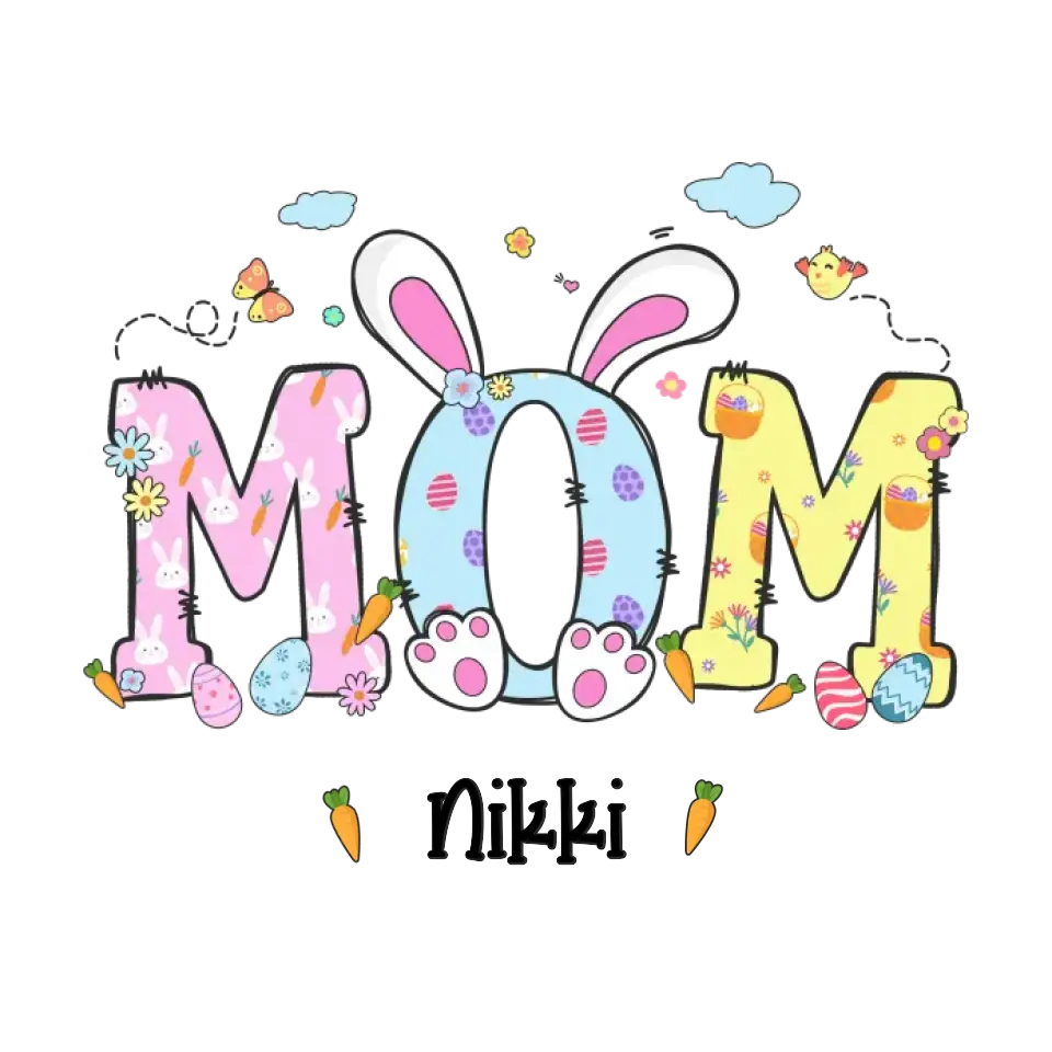 Mama Bunny Easter - Custom Name -  Personalized Gifts For Mom - T-Shirt