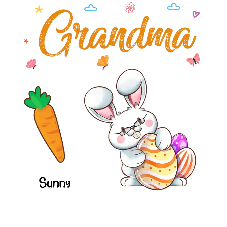 Grandparents Bunny And Carrots - Personalized Gifts For Grandparents - Unisex Hoodie