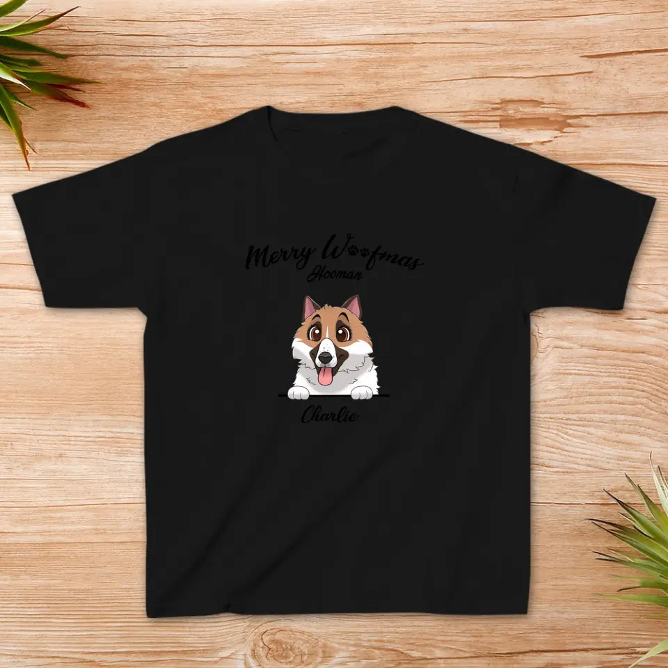 Merry Woofmas Hooman - Custom Name - Personalized Gifts For Dog Lovers - Family T-Shirt