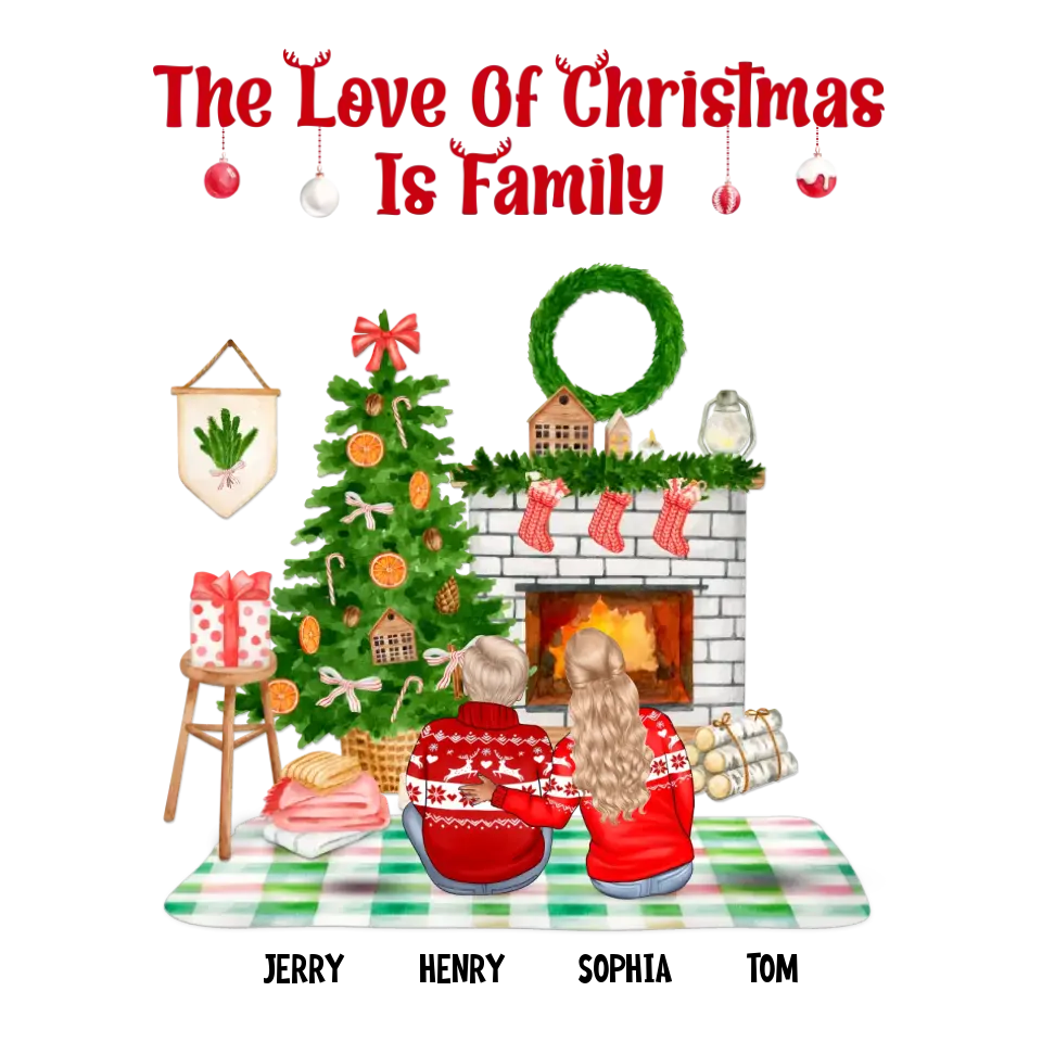 The Love Of Christmas Is Family - Custom Quote - 
 Personalized Gifts For Family - Family T-Shirt