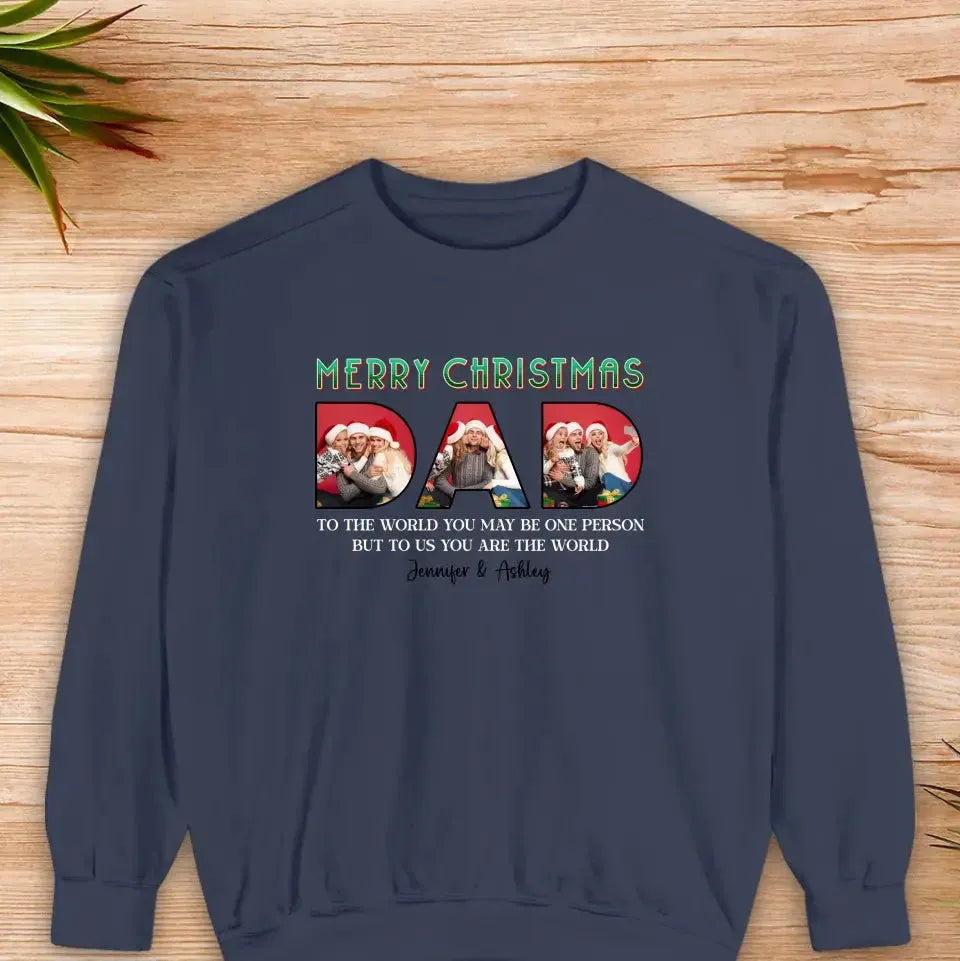 Merry Christmas Daddy - Custom Photo - Personalized Gifts For Dad - Family Sweater