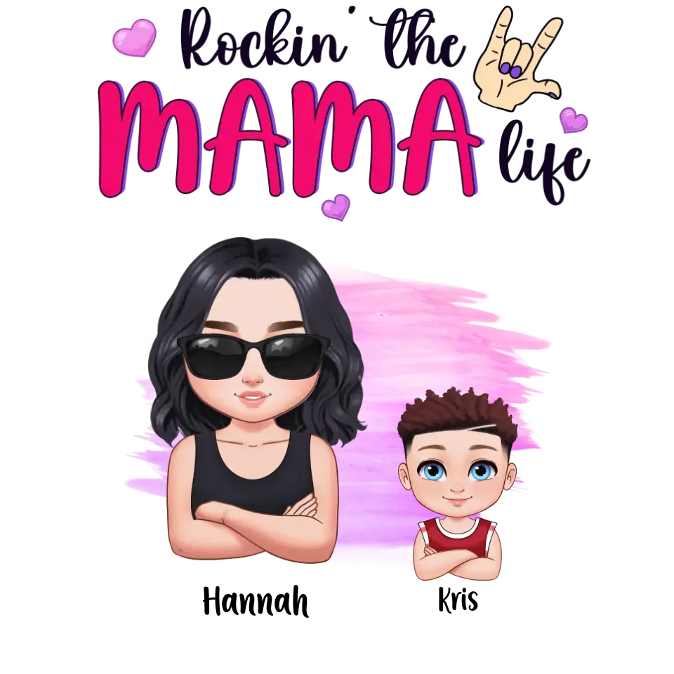 Rockin' The Mama Life - Custom Name - Personalized Gifts For Mom - T-Shirt