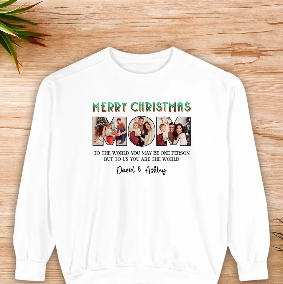 Merry Christmas Mom - Custom Photo - Personalized Gifts For Mom - Family Sweater