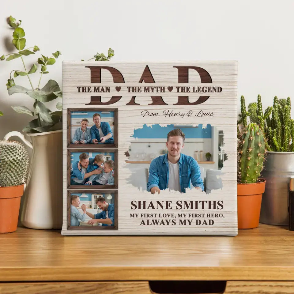 Man Myth Legend - Personalized Gifts For Dad - Canvas Photo Tiles