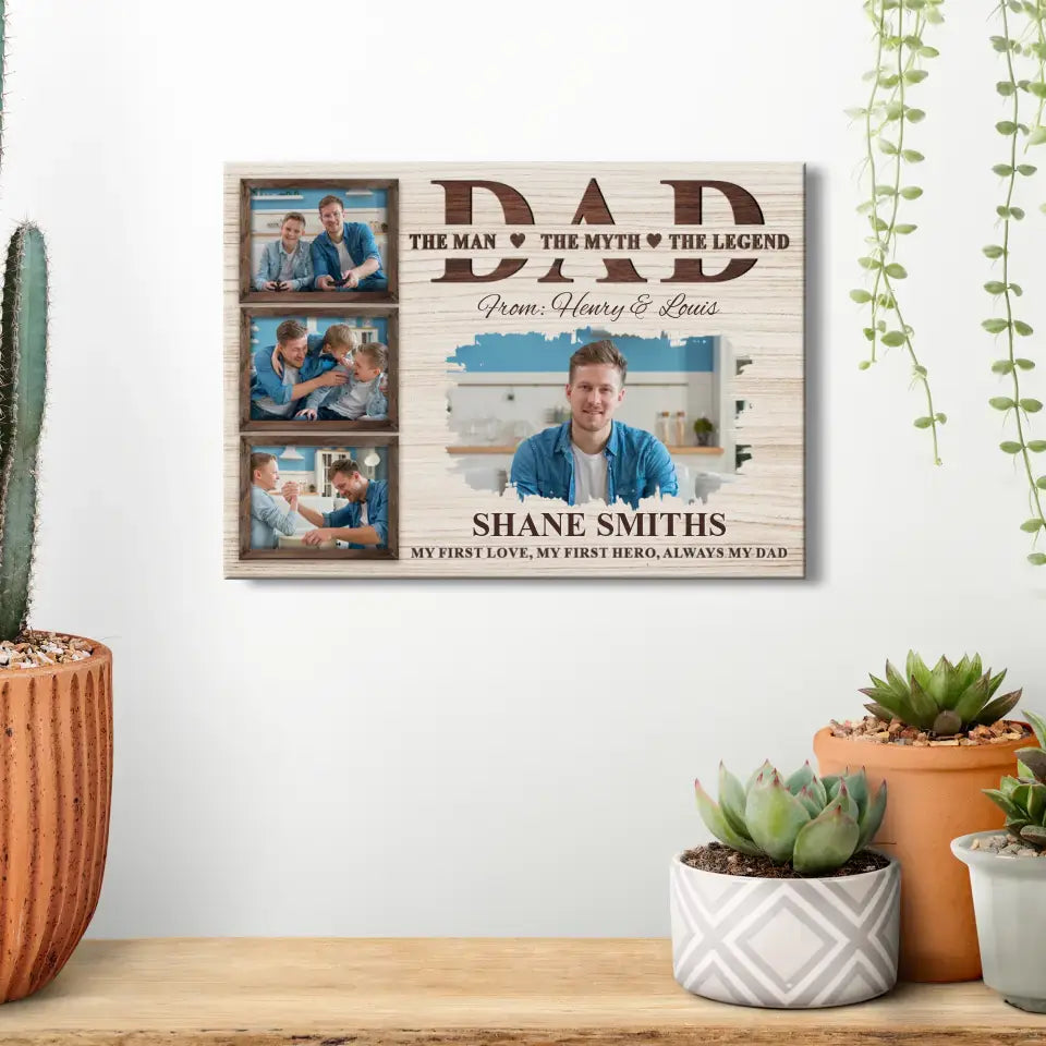 Man Myth Legend - Personalized Gifts For Dad - Canvas Photo Tiles