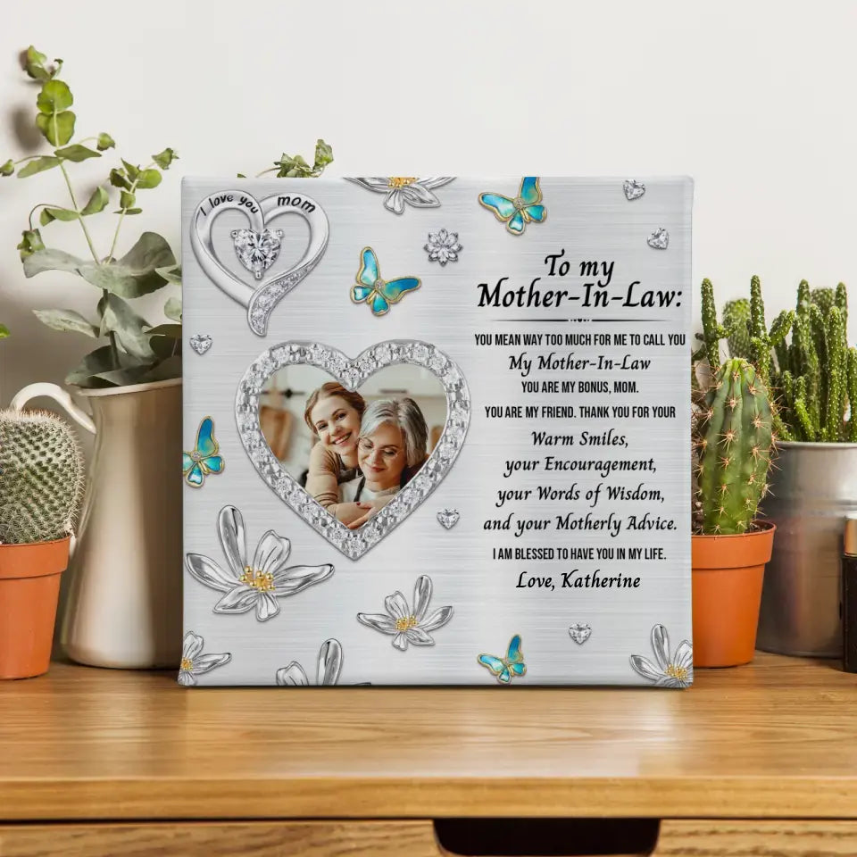 To My Mother-In-Law - Custom Photo - Personalized Gifts For Mom - Canvas Photo Tiles