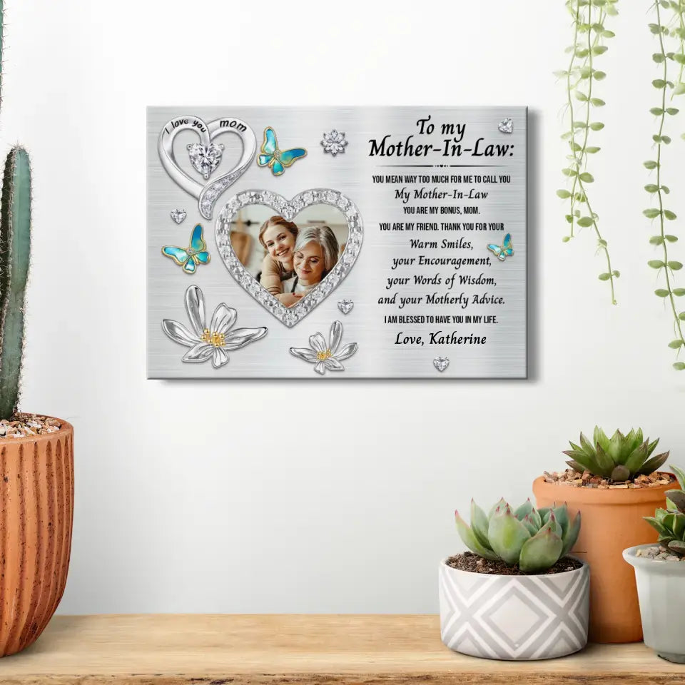 To My Mother-In-Law - Custom Photo - Personalized Gifts For Mom - Canvas Photo Tiles