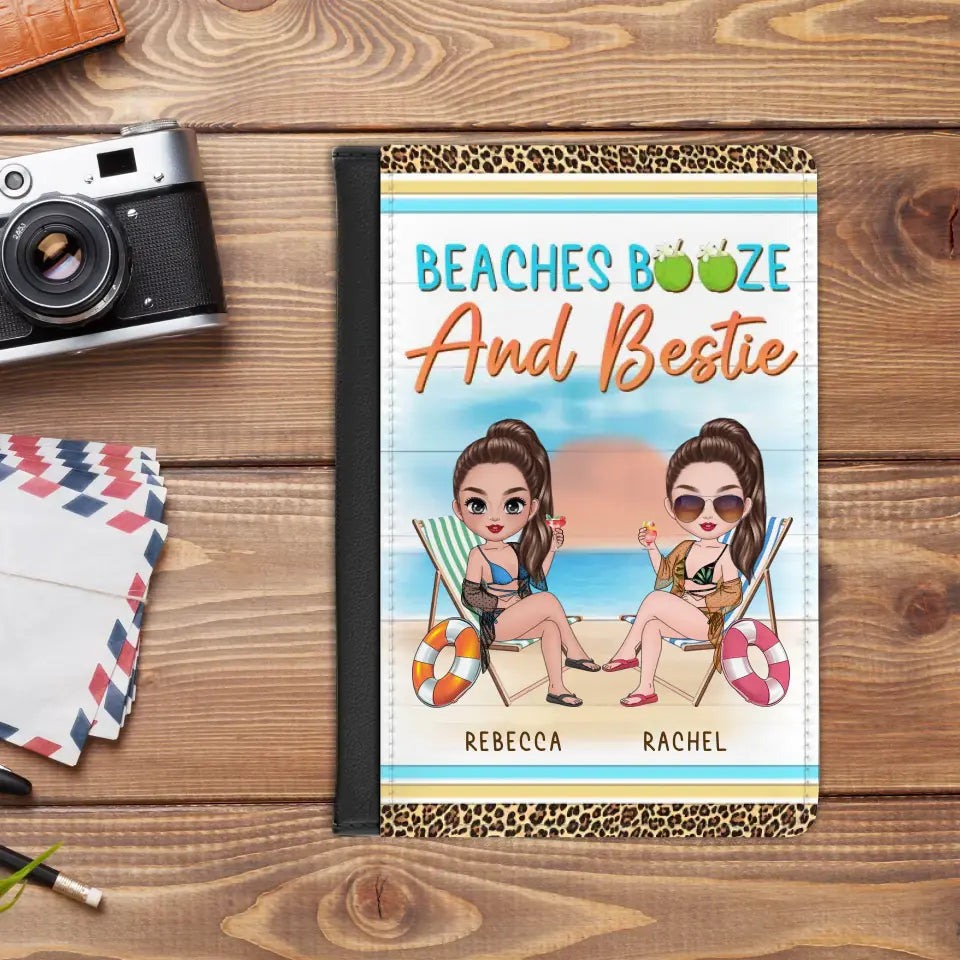 Beach Booze And Bestie - Personalized Gifts For Besties - Passport Cover