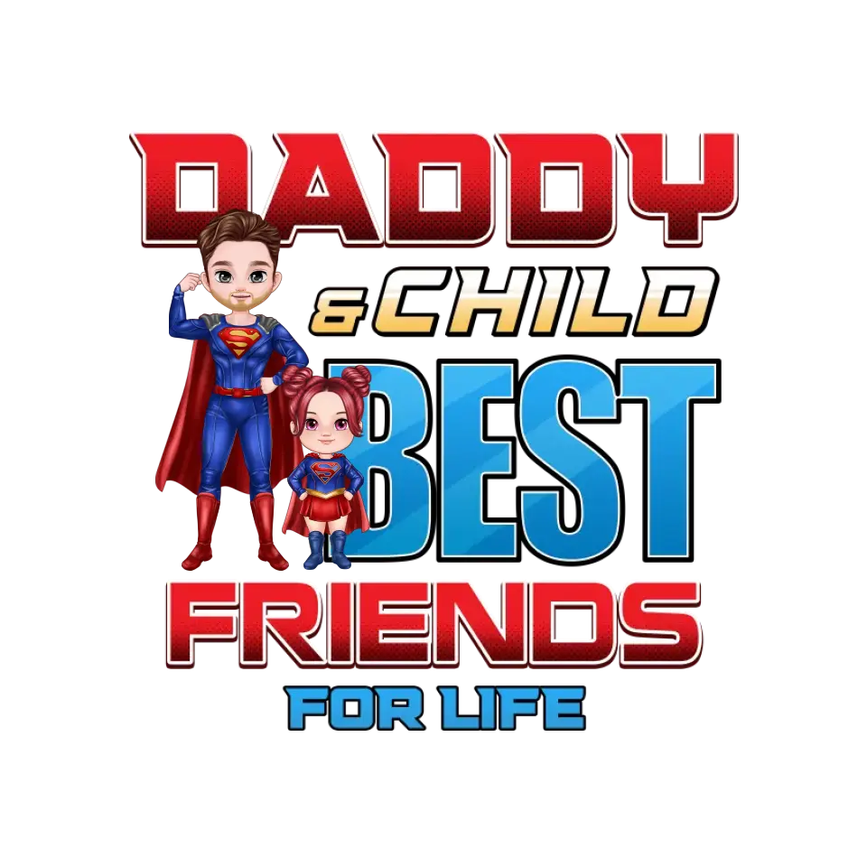 Daddy And Child - Custom Character - Personalized Gifts For Dad - T-Shirt