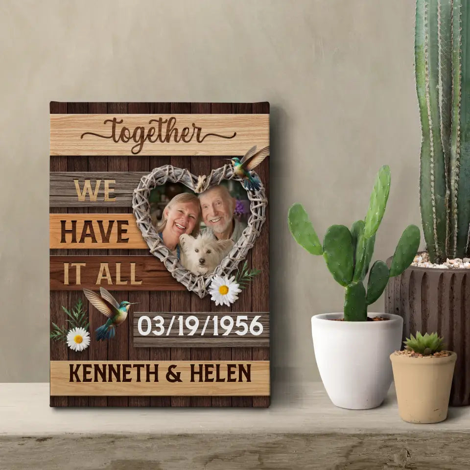 Together We  Have It All - Custom Photo - Personalized Gifts For Grandpa - Canvas Photo Tiles