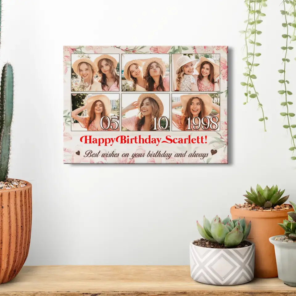 Her Birthday Canvas - Custom Photo - Personalized Gifts For Her - Canvas Photo Tiles