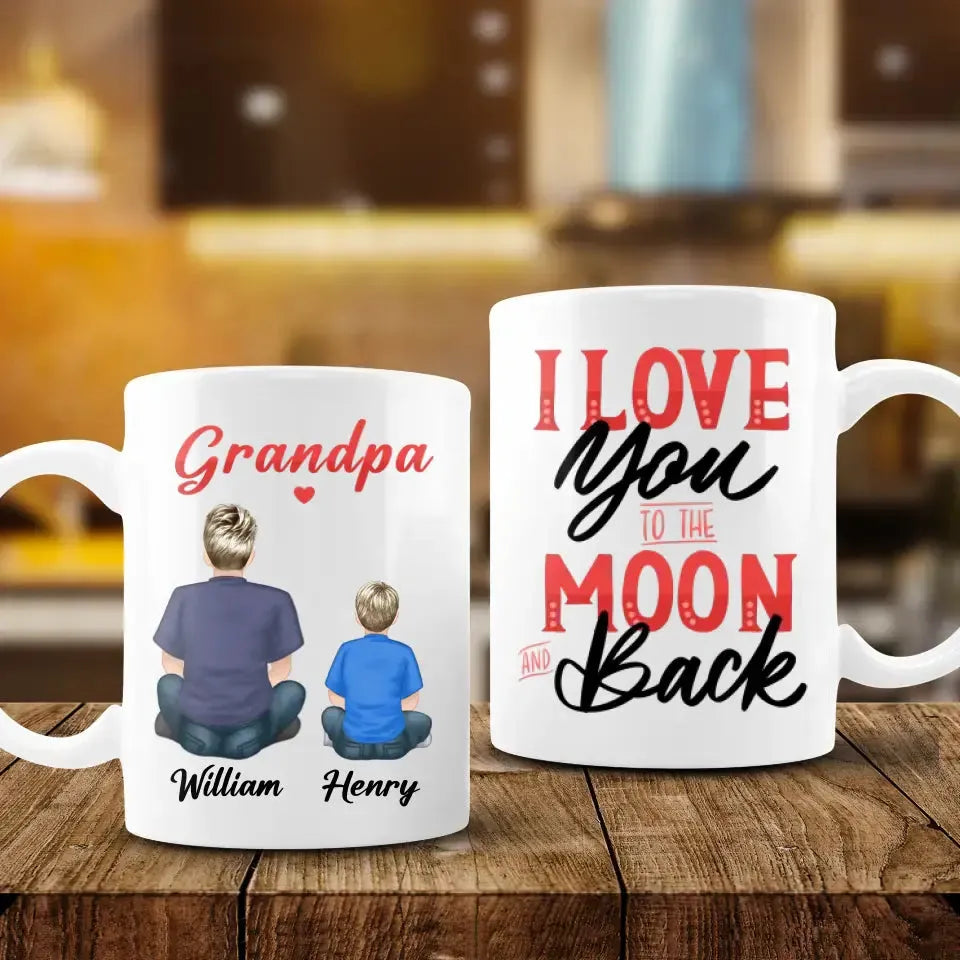 I Love You To The Moon And Back - Personalized Gifts For Grandpa - Mug