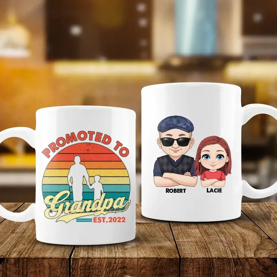 Promoted To Grandpa - Personalized Gifts For Grandpa - Mug