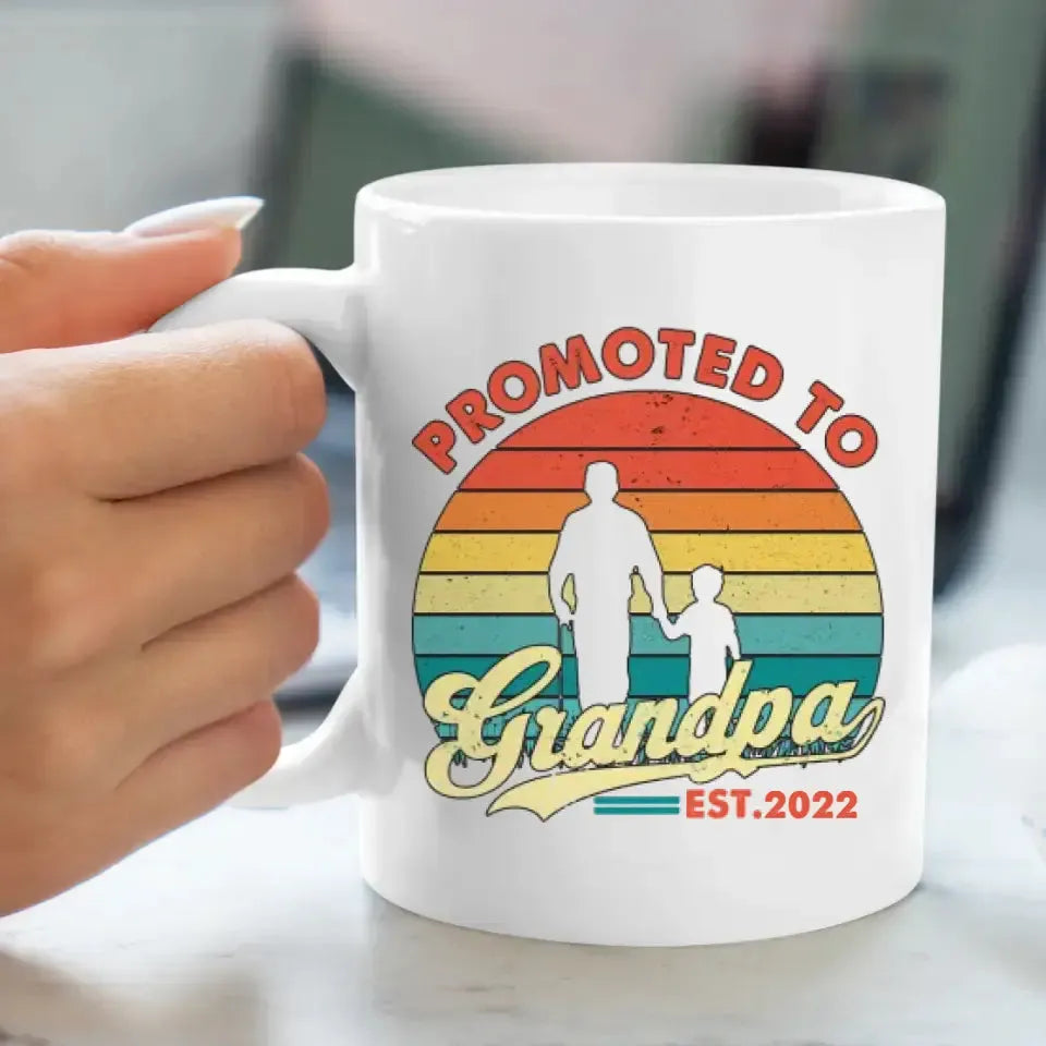 Promoted To Grandpa - Personalized Gifts For Grandpa - Mug