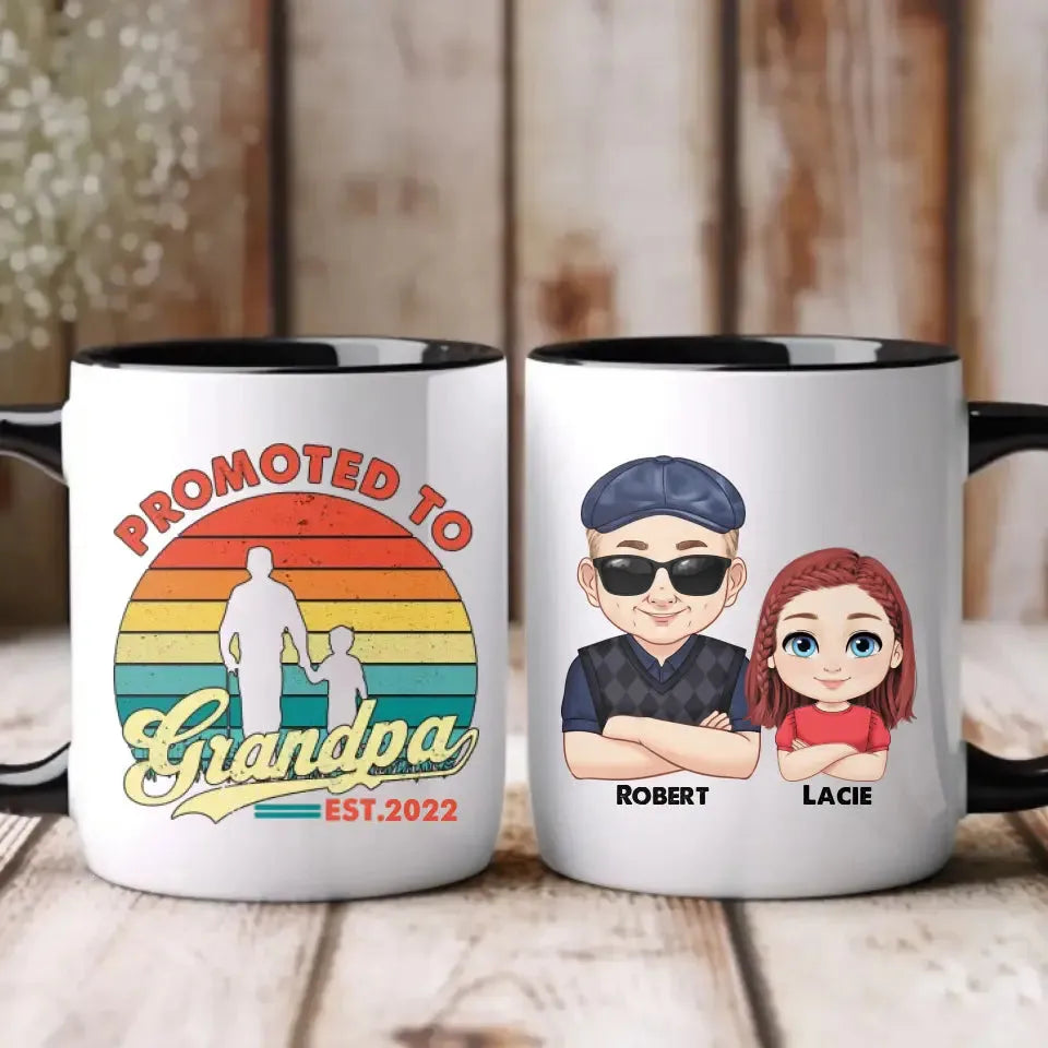 Promoted To Grandpa - Personalized Gifts For Grandpa - Mug