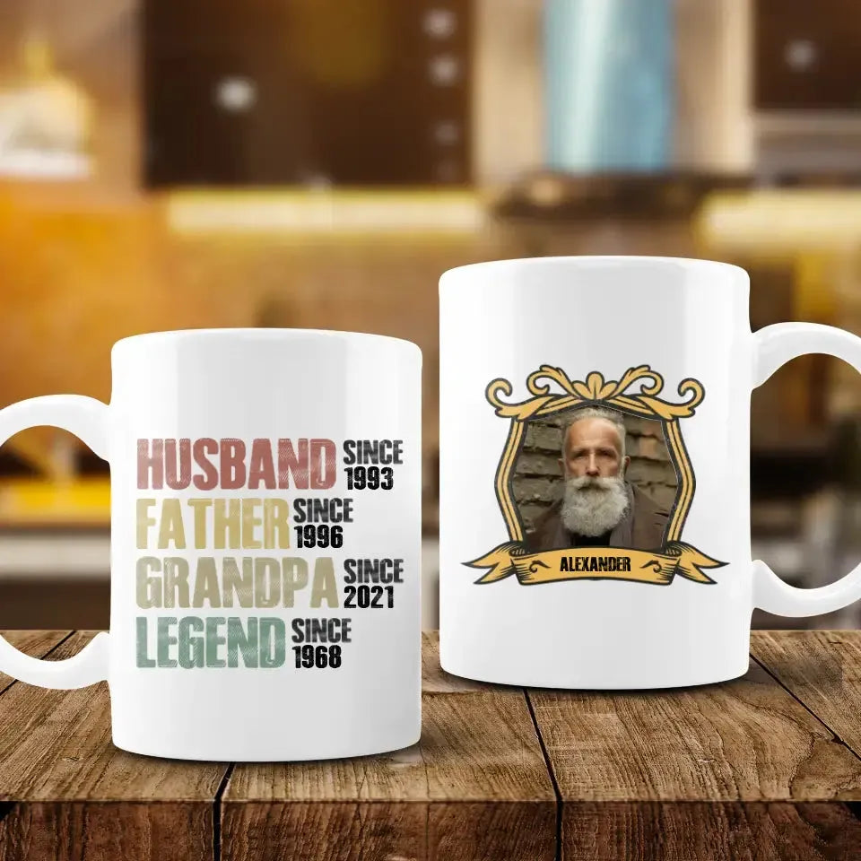 Husband, Father, Grandpa, Legend  - Personalized Gifts For Grandpa - White Mug